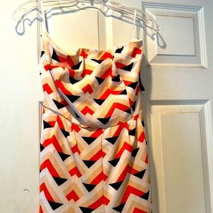 New York and Company patterned strapless jumpsuit